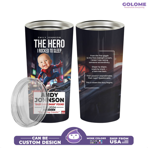 Personalized Baby Spiderman Tumbler – Funny CNN Superhero Gift for Moms & Kids